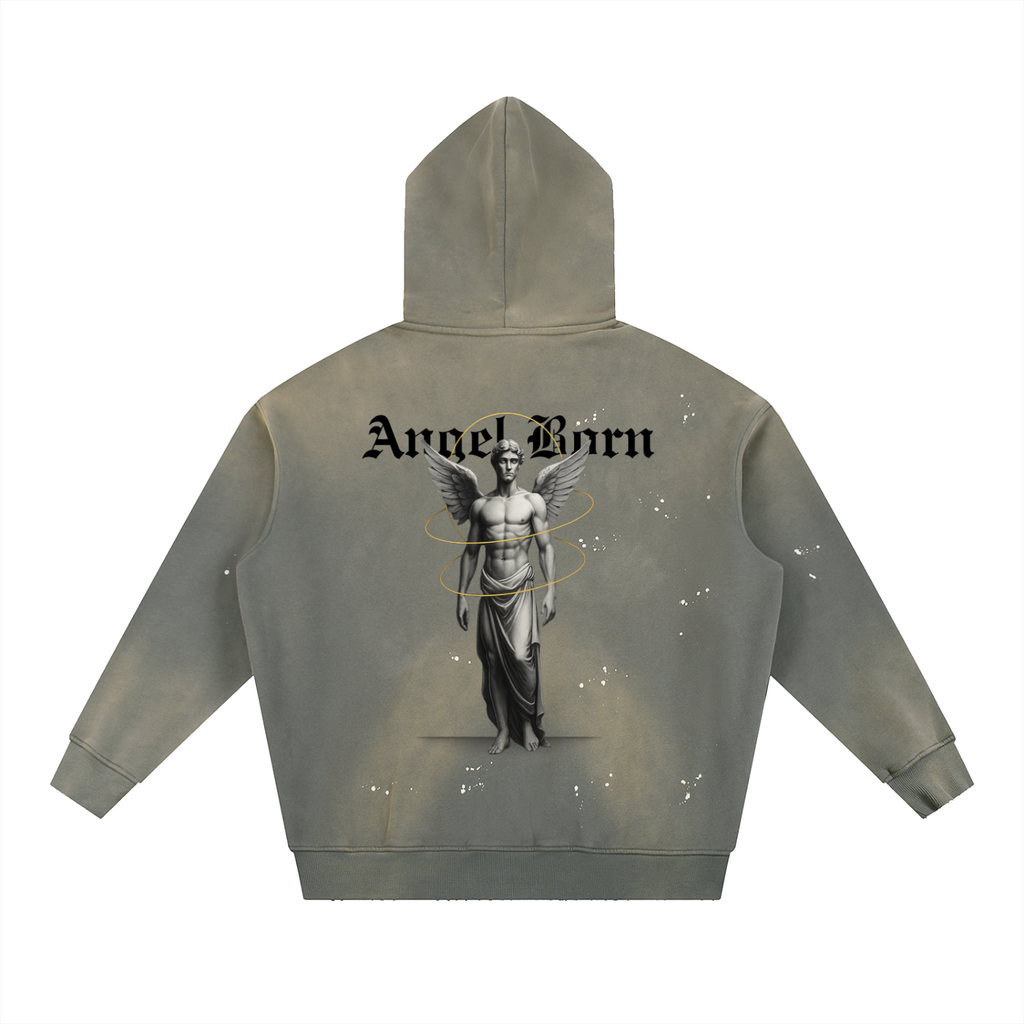 Vintage Washed Frayed Fleece Hoodie