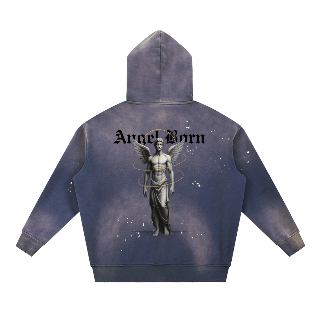Vintage Washed Frayed Fleece Hoodie