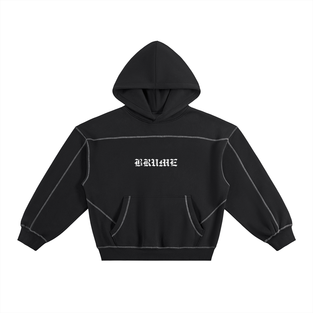Contrast-Stitched Boxy Fleece Hoodie