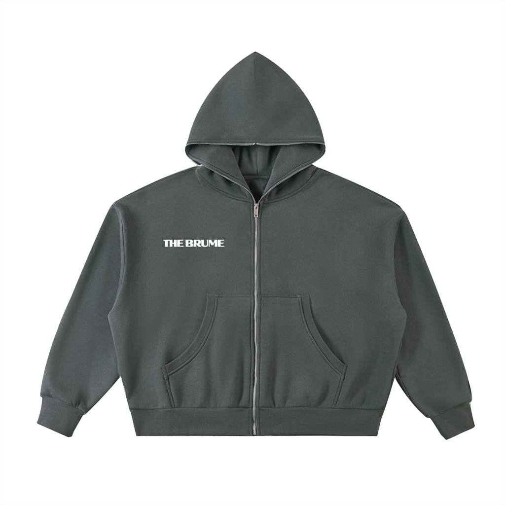 Fleeced Full-Zip Boxy Hoodie